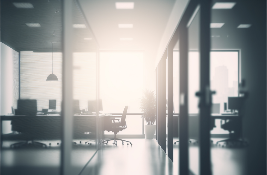 Abstract Blurred Office Interior Room Blurry Working Space With Defocused Effect